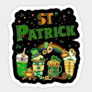 Tis the St Patrick's day drink coffee latte Sticker